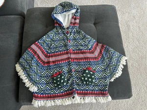 Matilda Jane Sweater Girls 6 Cardigan Cape Hood Holiday Poncho A Caroling We Go - Picture 1 of 4