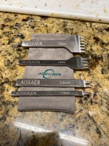 Complete Leather Crafting Punch Set: 1/2/4/6 Prong Diamond Tools in Velvet Case - Picture 1 of 12