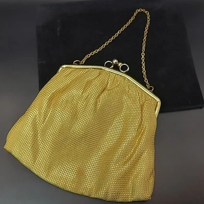 VTG MCM Gold Lame' Evening Bag Clutch Purse With Chain Hollywood Regency Glam 6" - Image 1 of 4
