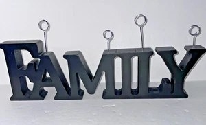 Rustikales Holz FAMILIENSCHILD Tisch Schreibtisch Dekor hält Fotos oder Notizen schwarz - Bild 1 von 6