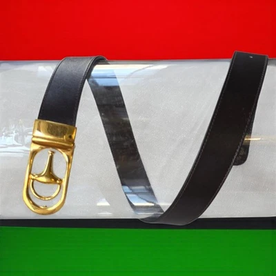 Vintage Gucci Italy Stirrup Buckle Leather Belt – Brown/Gold – Size 30.75” – FS - Image 1 of 4