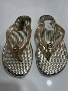 Michael Kors Damen NEU MK Jet Set PVC hellgold Flip-Flop Sandalen Größe 7M - Bild 1 von 4