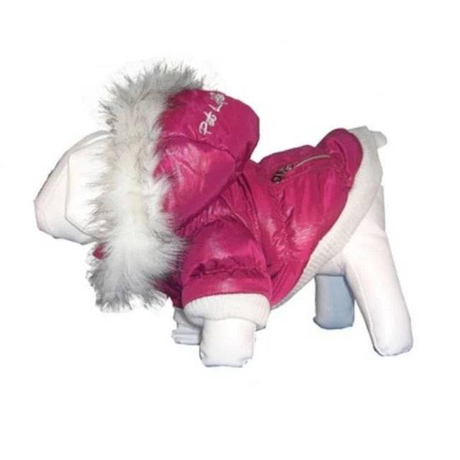 Parka grande metálica de moda Pet Life 1PKLG con capucha extraíble - rosa Foto 1 de 1