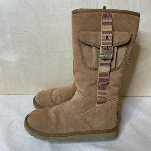Botas UGG Australia Talla 7 Retro Carga Mujer Cremallera Alta Piel de Oveja Tostado Azteca F3005 - Imagen 1 de 14