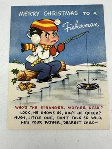 Vintage Greeting Card Christmas Novo Laugh 1940s 1950s Humor Unused NOS - Picture 1 of 5