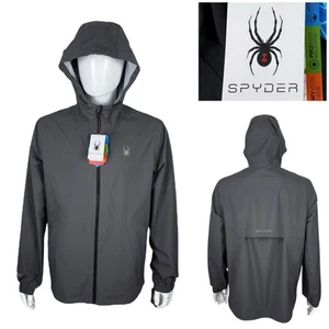 Spyder Mens Large Rain Jacket Gray Hydroweb Proweb Dryweb Waterproof NWT $145 - Picture 1 of 13