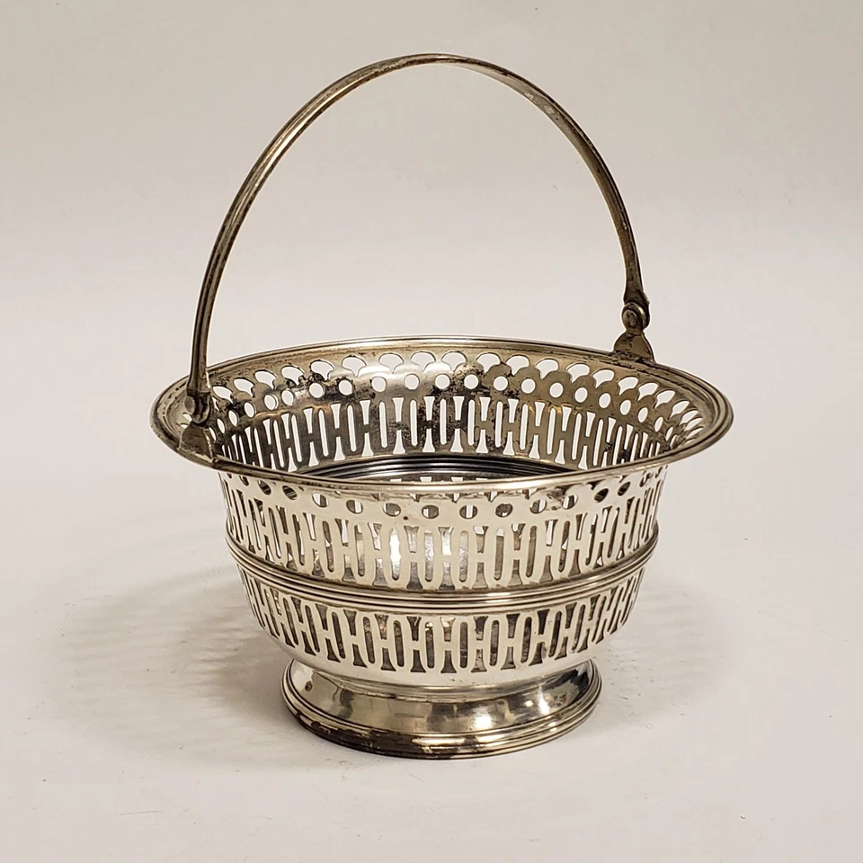 Vintage Antique Watson Co Sterling Silver Reticulated Basket Swing Handle  - Image 1 of 4