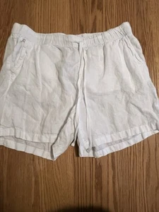 Caslon Linen Shorts Women's Medium White Elastic Waist Drawstring Pockets - Picture 1 of 9