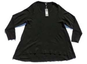 NEU $ 278 EILEEN FISHER Damen 1X schwarz waschbar 100 % Merinowolle Strickpullover Oberteil - Bild 1 von 6