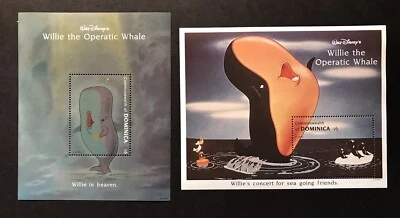 DOMINICA WILLIE THE OPERATIC WHALE DISNEY STAMPS SOUVENIR SHEETS 93 MNH ANIMATED - Image 1 of 3