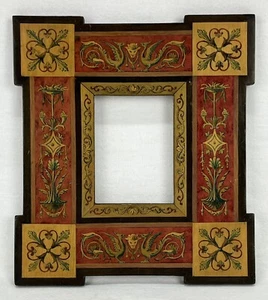 Vintage Italian Florentine Painted Inlaid Wood Frame 2 1/2 x 3 1/4 Opening - Picture 1 of 17