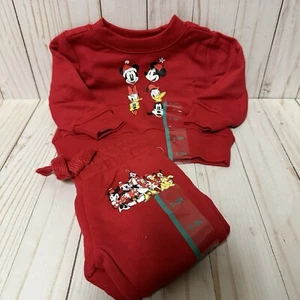 Disney Baby Mickey Mouse Christmas Sweatshirt And Sweatpants Set 0-3 Months Red - Picture 1 of 6