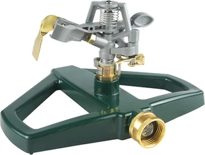 Sprinklers for Yard, Lawn Sprinkler with Metal Base, Heavy Duty Adjustable Zinc  - Picture 1 of 9