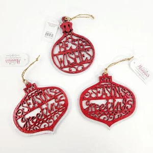 3 Hannas Handiworks Large Seasons Greetings Christmas Ornaments - Picture 1 of 3