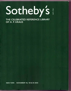 Sotheby's Auction Catalog New York November 2003 Reference Library H.P. Kraus - Imagen 1 de 2