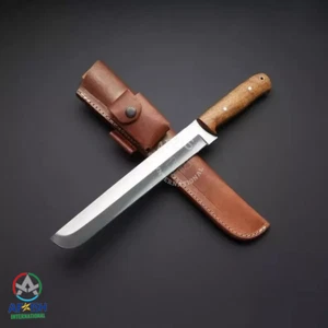 CUSTOM HANDMADE D2-TOOL STEEL HUNTING JAPANESE MACHETE HUNTING KNIFE+SHEATH - Picture 1 of 3