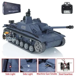 Henglong 1:16 RTR RC Tanque Infrarrojo 3868 7.0 Stug III Rueda de Metal Minigun Fumar - Imagen 1 de 22