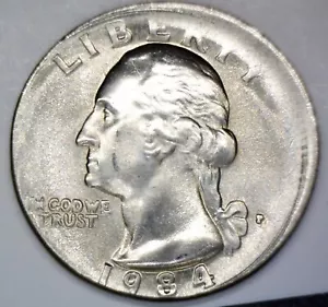 1984 OFF CENTER ERROR Washington Quarter Unc. / BU Coin NICE O/C LOT #9 NR - Picture 1 of 2