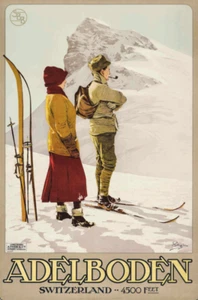 Adelboden | Carlo Pellegrini | Schweiz Skifahren Reisen Poster Druck - Bild 1 von 9
