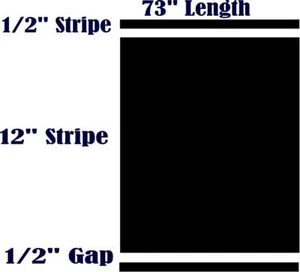 14" x 72" w/1/2" Sides Racing Stripe Vinyl Decal for Cars, Trucks, Autos, RV's, - Bild 1 von 2