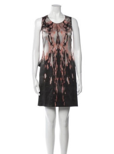 Mini Abito Givenchy Autentico Seta Nero Grigio Corallo Arancione Serbatoio 38 Small Italy