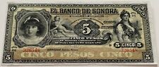 Mexico 5 Pesos 1897 - 1911 Banco de Sonora, Series DI