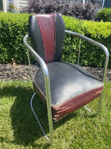 Vintage Art Deco Lounge Club Chair Chrome Tube Frame Early Cover