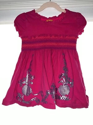 Apple Bottoms Dress Pink With Smocking And Silver Design Size 4 - Image 1 of 4
