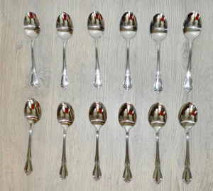 12 Place/Oval Soup Spoons Oneida Community Chateau Glossy Stainless Flatware - Picture 1 of 5