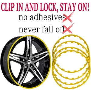 4 roues alliage protection jante protection 19" pouces JAUNE clip verrouillage RESTER SANS ADHÉSIF - Photo 1 sur 7