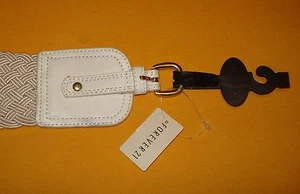 WOMEN'S FOREVER 21 WHITE BRAIDED COTTON/RAYON WITH PU. TABS NWT BELT SIZE M/L. - Picture 1 of 5