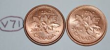 2004 + 2004 P 1 Cent Canada Steel Magnetic + Zinc Non Magnetic Lot #V71