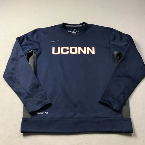 Connecticut Huskies Sweatshirt Mens Medium Blue Nike Therma Fit Crewneck NCAA Cover