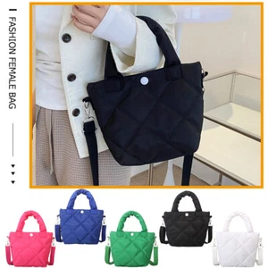 Fashion Women Messenger Bag Oxford Embroidered Thread Rhombus Top-Handle Handbag - Picture 1 of 26
