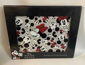 Disney Mickey Mouse Glass Cutting Board 12in x 15in NIB Mickey & Minnie - Picture 1 of 3