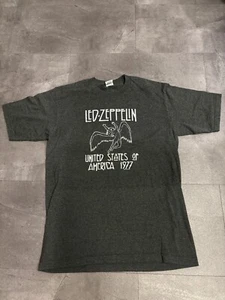 Led Zeppelin United States of America 1977 Adult Large Gray T-shirt Cotton Blend - Picture 1 of 2