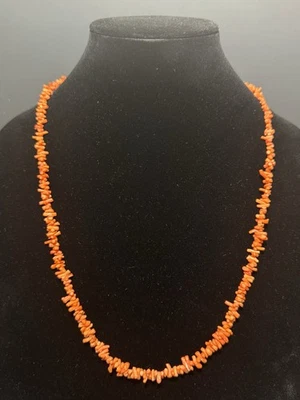 Vintage Gold Tone Clasp Orange Coral Necklace - Image 1 of 4