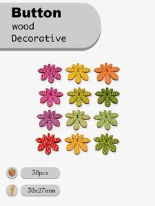 30pcs Leaf Wooden Buttons for scrapbooking sewing handmade decor 30mm - Picture 1 of 5