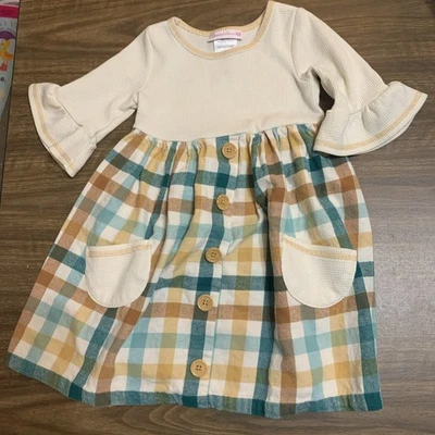 Bonnie Jean 女孩 4T 圣诞假日格子条纹绿色多裙 — 第 1/4 张图片