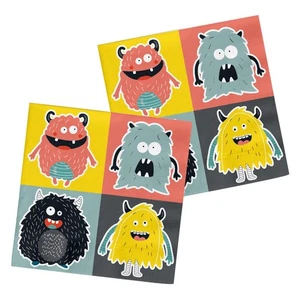 Folat 68352 Napkins Monster Bash 33 x 33 cm Pack of 20 Multi-Coloured - Picture 1 of 2