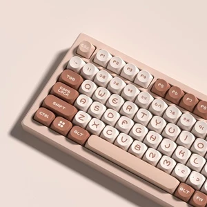 130-Key PBT Keycaps MOA Brown/Beige Double Shot Custom 60-100% Keyboard - Picture 1 of 6