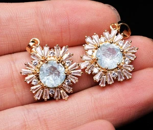 7,7 g 2 Stck. Natürlicher Blauer Aquamarin Kristall Edelstein Schnitzerei Anhänger AAAA - Bild 1 von 6