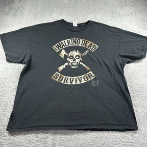 Camicia The Walking Dead Survivor TWD uomo 3x nera testa di zombie fiocco incrociato horror - Foto 1 di 7