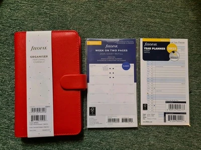 Genuine Filofax Saffiano Poppy Red Personal Compact Organiser + New 2026 Diary - Image 1 of 4