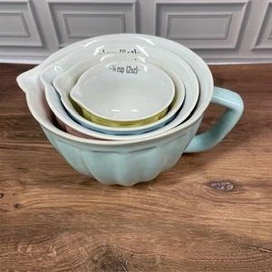 Pastell Keramik verschachtelte Messschalen 4er Set Ausgießer Küche Deko - Bild 1 von 23