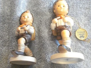 LOT OF 2 M J HUMMEL/GOEBEL FIGURINES "SCHOOL BOY" (1960 4.5" & 1998 60th ANNIV) - Picture 1 of 14