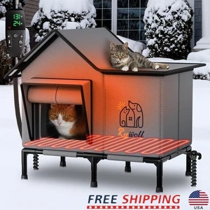 Heated Outdoor Cat House Waterproof Insulated Shelter Easy Setup Warmth New - Bild 1 von 34