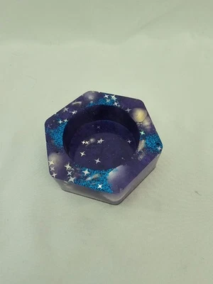New Handmade Octagon Tea Light Holder - Purple with Glitter Foto 1 de 3