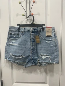 Levi's Women's 501 Original High-Rise Cut Off Jean Shorts Size 32 Light Wash Nwt - Picture 1 of 11