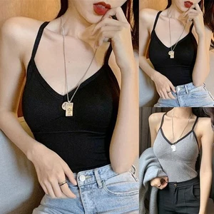 Simple Design Hot Girl Suspenders Casual Women's Top Cargo Shorts Pairing - Picture 1 of 20